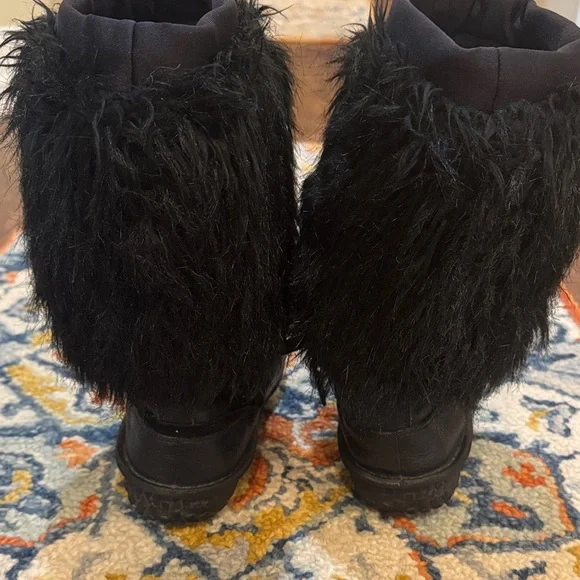 Sorel Ahnah Apres-Ski Black Fur-Trimmed Winter Boots - Picture 5 of 7